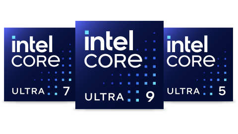Ativo conectado do emblema da família de processadores Intel Core Ultra