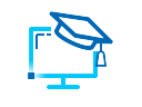 Ícone de uma tela de computador com chapéu de formatura